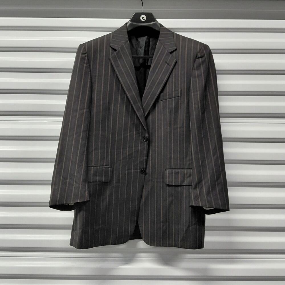 Canali Mens Sport Coat EU50 40R Wool Charcoal Gray Pinstripe Blazer Jacket Italy